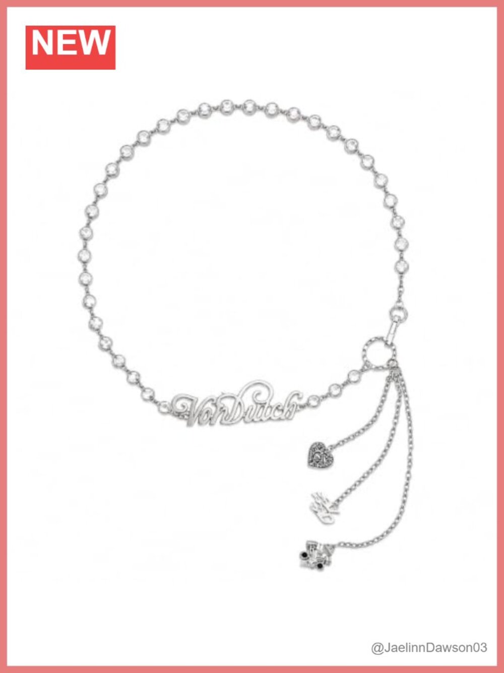 Rhinestone Script Chain Belt Adjustable Fashion Waist Belt Metal Alloy